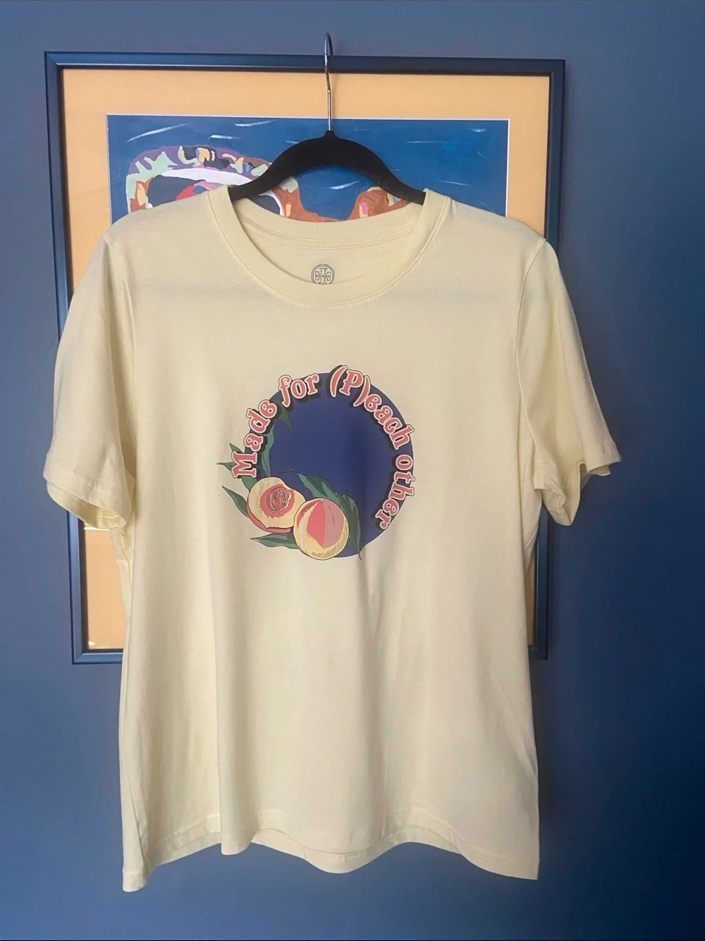 Tory Burch Cream Tee with Peach Graphic